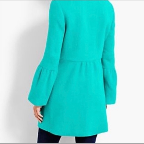 Talbots | Turquoise Wool Blend Flounce Sleeve Jacket - Picture 6 of 14